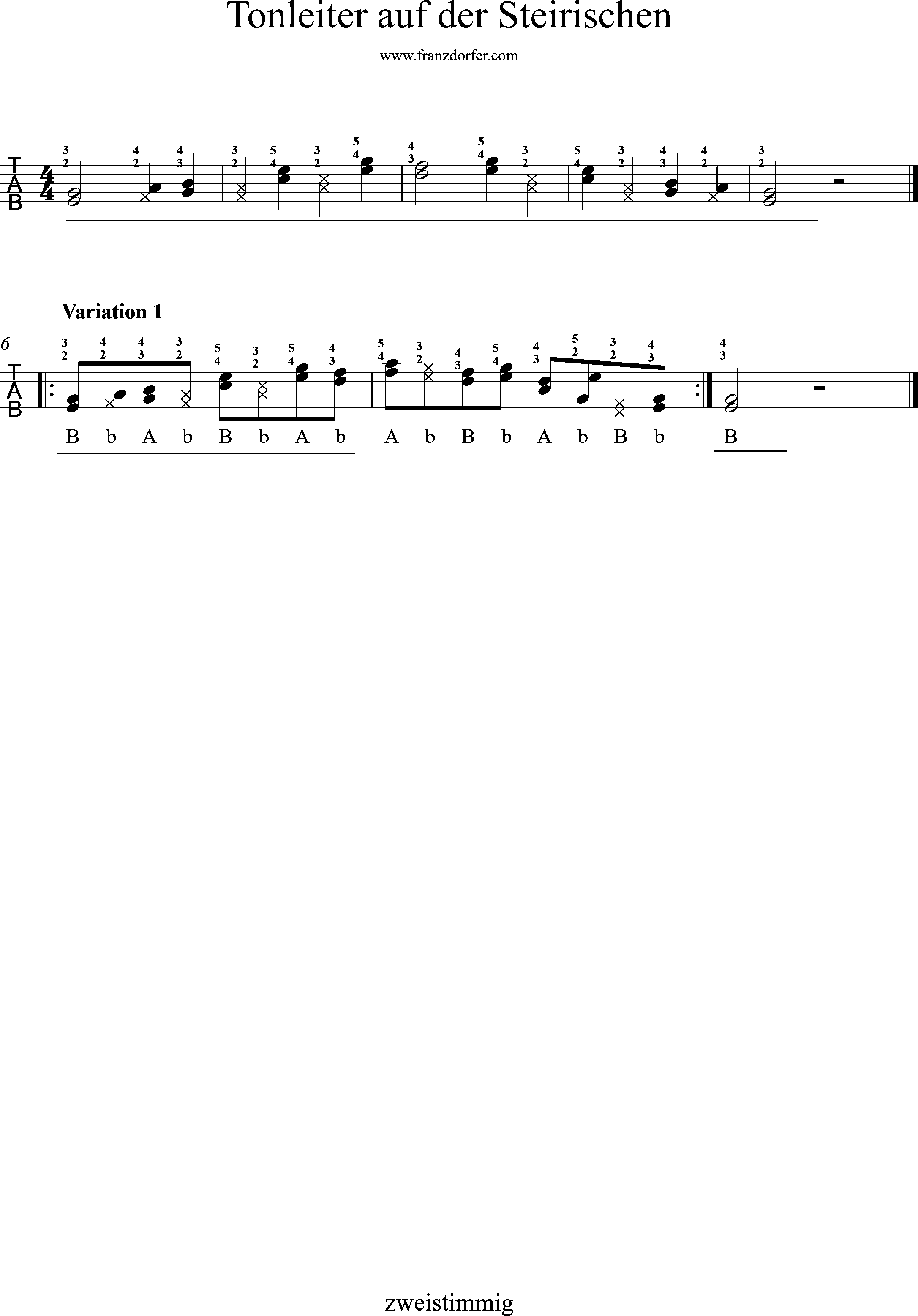 die 2stimmige tonleiter in terzen auf der Steirischen Harmonika, Quetschn, Ziach griffschrift, die 2stimmige t0nleiter in terzen